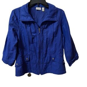 Zenergy by Chicos Womens Cobalt Zipper/Pocketed Blue Jacket Size 1 (S 8-10)